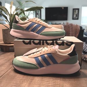 adidas Women's Athletic Shoes in Cream, Blue, and Green